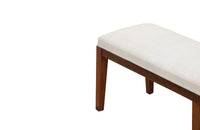 Mid century bench French upholstered bench or banquette upholstered in antique hemp linen. 