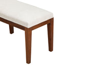 Mid century bench French upholstered bench or banquette upholstered in antique hemp linen. 