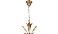 Mid-Century French Hollywood Regency style, gilt metal wheat and floral chandelier.