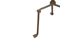 1950's Spanish gilt iron floor lamp of great decorative design with ringed stem and angular tripod base.