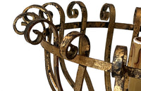 Pair of mid-20th Century Spanish gilt metal wall sconces in the form of torcheres