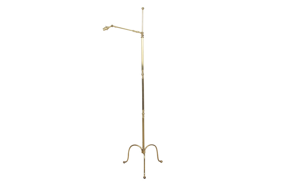 Mid-20th Century French brass telescopic reading floor lamp.