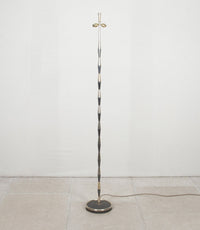 Mid-20th Century French floor lamp with gunmetal and brass striped finish.