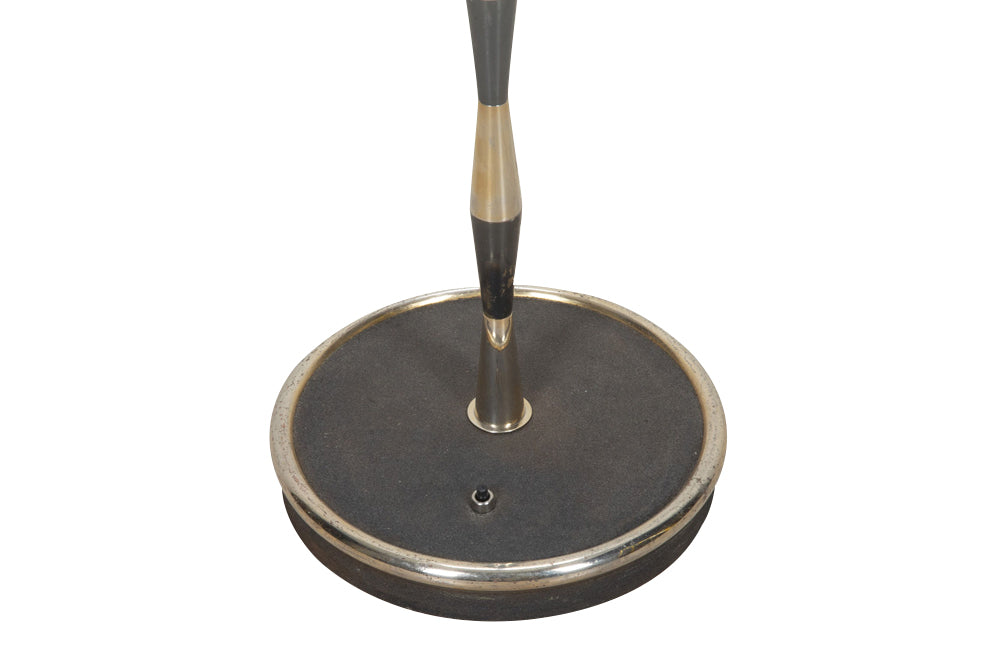 Mid-20th Century French floor lamp with gunmetal and brass striped finish.