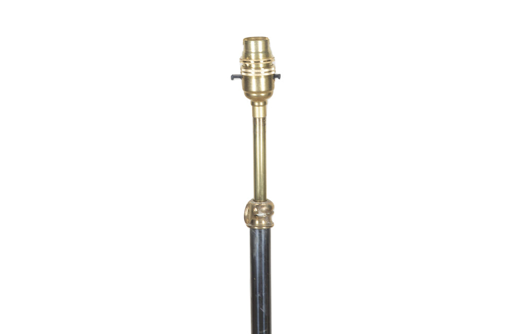 Mid-20th Century French telescopic floor lamp with reeded stem in brass and gunmetal finish