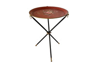 French mid century folding cocktail table with tole tray 