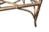 20th Century French square gilt metal faux bamboo coffee or end table with clear glass top.