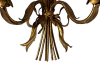Exceptional pair of large Mid-20th Century French gilt tole wheat wall lights.