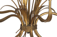 Mid-20th Century chandelier wheat sheaf design in gilt metal with polychrome white wheat ears. French Antique Chandeliers.