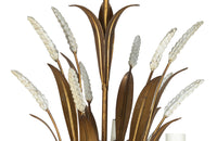 Mid-20th Century chandelier wheat sheaf design in gilt metal with polychrome white wheat ears. French Antique Chandeliers.