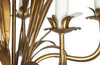 Mid-20th Century chandelier wheat sheaf design in gilt metal with polychrome white wheat ears. French Antique Chandeliers.