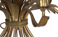 Mid-Century French Hollywood Regency style, gilt tole wheat sheaf chandelier.