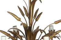 Mid-Century French Hollywood Regency style, gilt tole wheat sheaf chandelier.