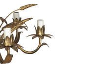 Mid-Century French Hollywood Regency style, gilt tole wheat sheaf chandelier.