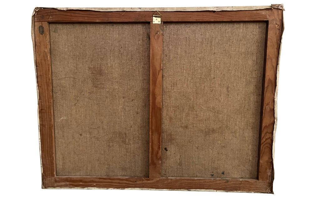 Mid-Century French oil on canvas painting of a basket of shellfish.