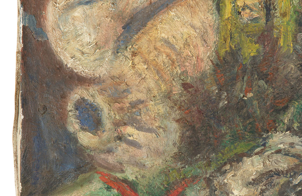 Mid-Century French oil on canvas painting of a basket of shellfish.