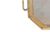 Mid century French aluminium and brass brutalist hexagonal tray, with two handles, by David Marshall