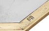 Mid century French aluminium and brass brutalist hexagonal tray, with two handles, by David Marshall