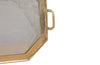 Mid century French aluminium and brass brutalist hexagonal tray, with two handles, by David Marshall