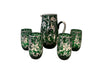 Mid Century Murano green glass and silver drink service with pitcher & four glasses - 1950s - Italian - Mid Century Barware