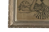 Mid century framed drawing of a Pin Up Girl with a Pug Dog - vintage French wall art