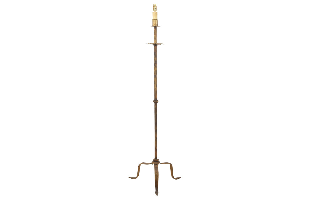 1950's Spanish gilt iron floor lamp - Mid century lighting 