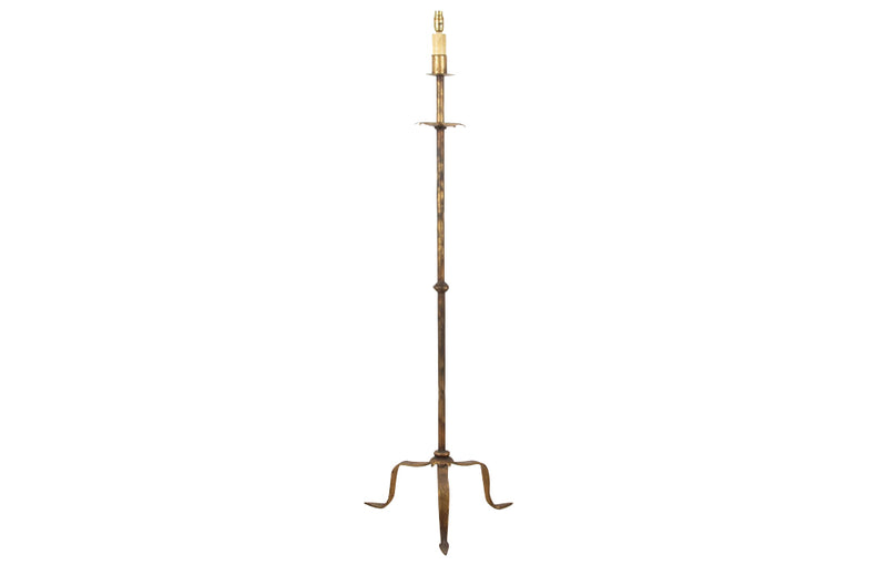 1950's Spanish gilt iron floor lamp - Mid century lighting 