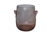 Large Mid-Century French Biot style pink/mauve blown bubble glass wine cooler with incorporated handles.