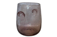 Large Mid-Century French Biot style pink/mauve blown bubble glass wine cooler with incorporated handles.