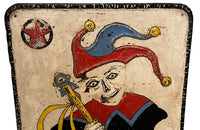 Mid century metal sign of a joker playing card fairground sign French
