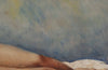 Vintage oil painting Mid 20th Century French, signed oil on board painting of a reclining female nude by Himbert