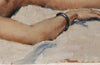 Vintage oil painting Mid 20th Century French, signed oil on board painting of a reclining female nude by Himbert