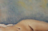 Vintage oil painting Mid 20th Century French, signed oil on board painting of a reclining female nude by Himbert