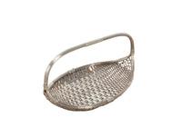 Mid century French woven silver plate basket with handle - French antiques