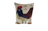 1960s French rooster tapestry feather filled cushion