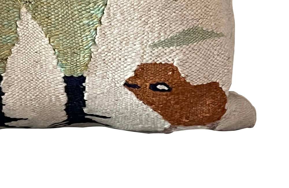 1960s French rooster tapestry feather filled cushion