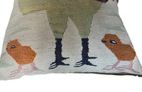 1960s French rooster tapestry feather filled cushion