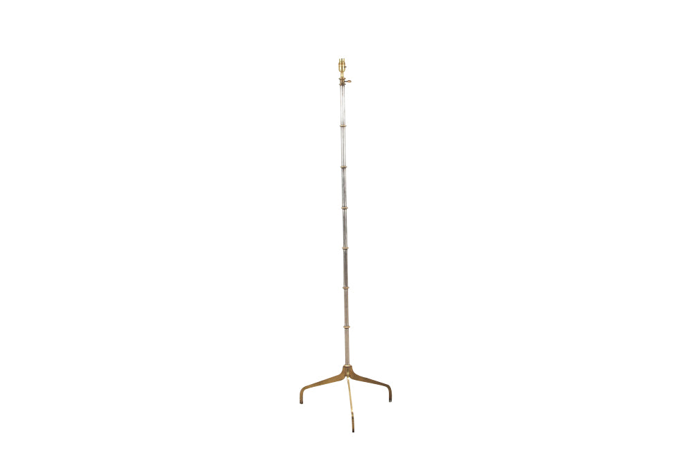 Mid 20th century telescopic floor lamp in polished steel & brass terminating in a tripod brass base - Mid century floor lamps