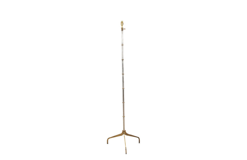 Mid 20th century telescopic floor lamp in polished steel & brass terminating in a tripod brass base - Mid century floor lamps