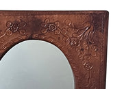 Mid-Century mirror with embossed leather frame Spanish