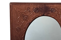Mid-Century mirror with embossed leather frame Spanish