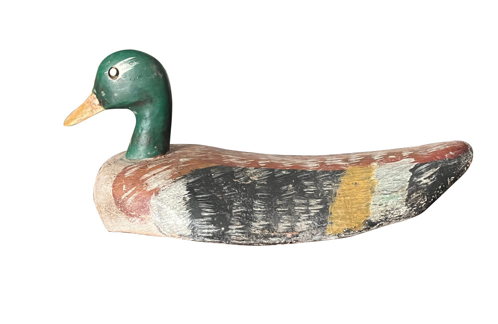 Mid century duck decoy French painted - French antiques