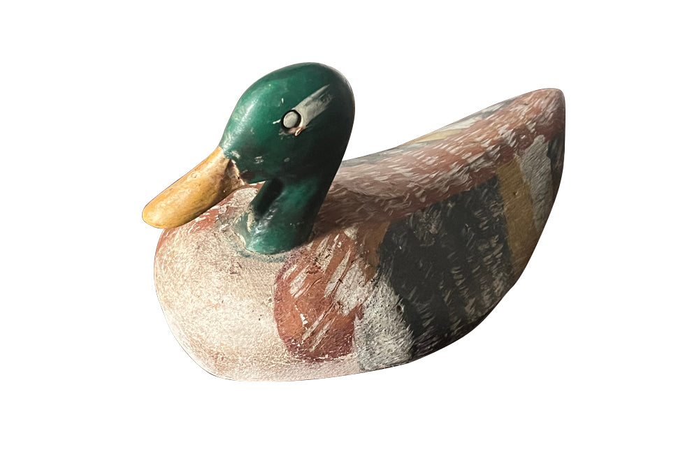 Mid century duck decoy French painted - French antiques