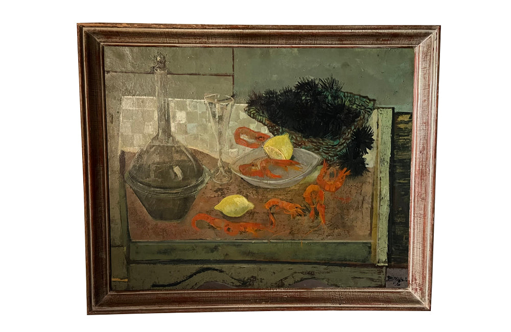 20th Century Framed Painting 'Still Life with Sea Urchins' By Louis Trabuc