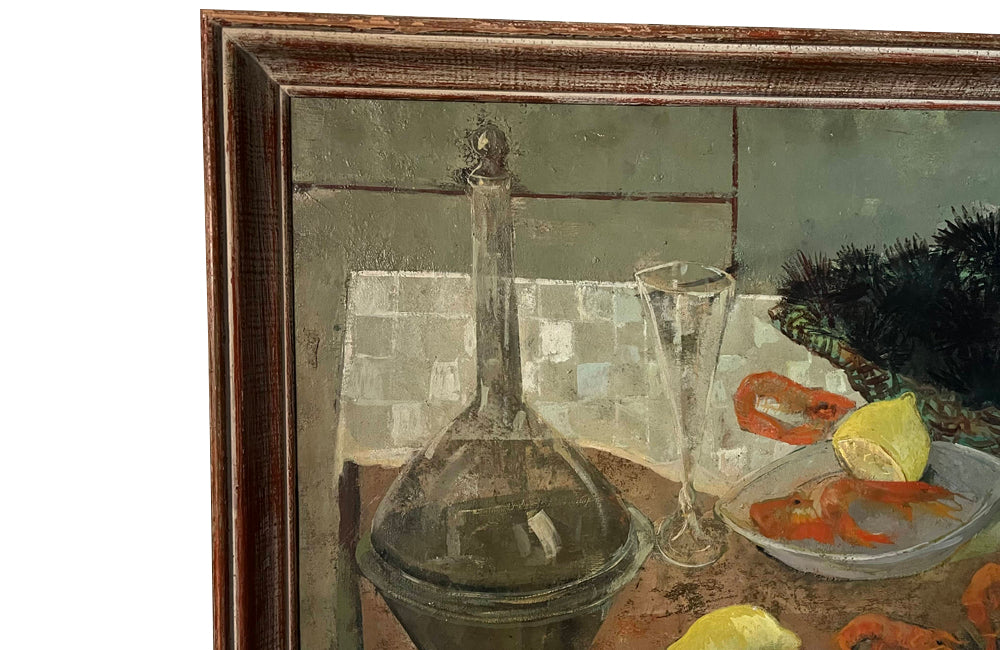 20th Century Framed Painting 'Still Life with Sea Urchins' By Louis Trabuc