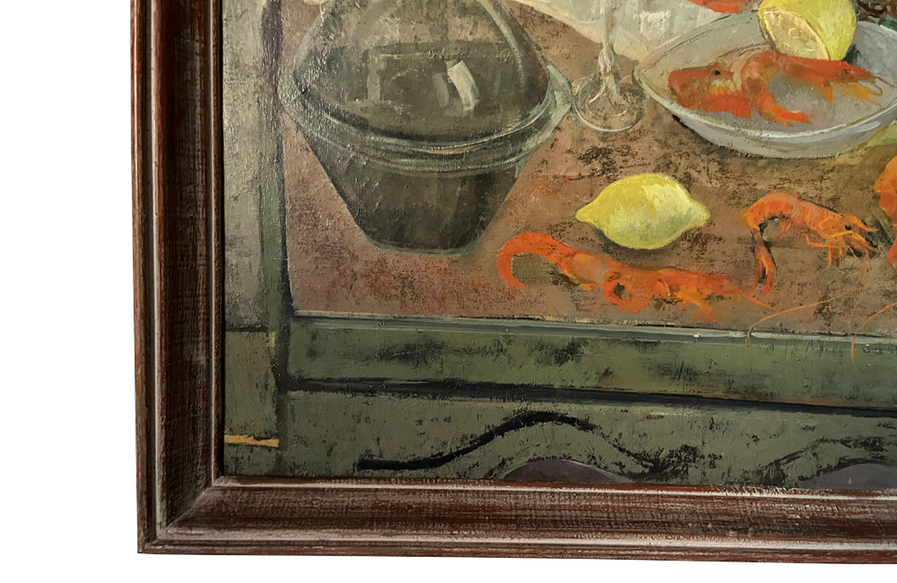 20th Century Framed Painting 'Still Life with Sea Urchins' By Louis Trabuc