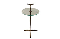 Mid-century side table /  martini table solid brass with glass table. 1960s French. By Maison Bagues. 