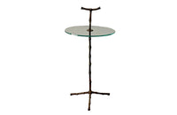 Mid-century side table /  martini table solid brass with glass table. 1960s French. By Maison Bagues. 