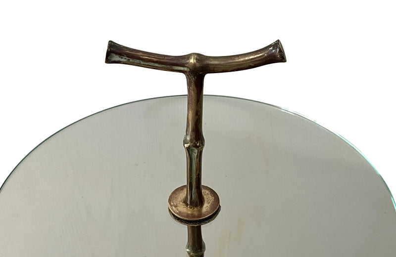 Mid-century side table /  martini table solid brass with glass table. 1960s French. By Maison Bagues. 