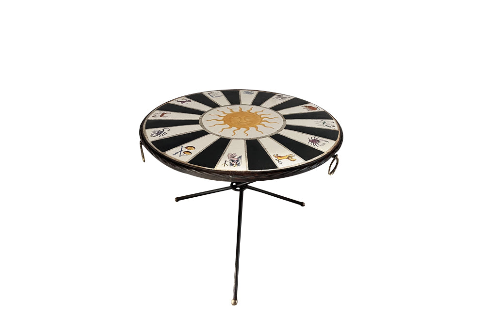 Mid-Century Italian Zodiac Ceramic Cocktail Table